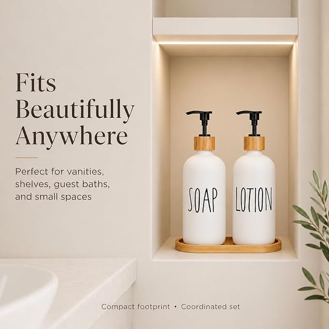 Glass Lotion Dispenser,Refillable Matte Black Hand Lotion Dispenser Suitable for Bedroom,Body or Hand Lotion Bottle Rustic Bedroom Decor