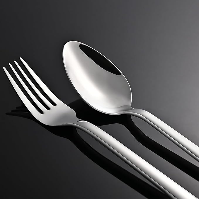 KINGSTONE Silverware Sets with Serving Utensils, 65 Piece Flatware Set for 12 with Gift Box