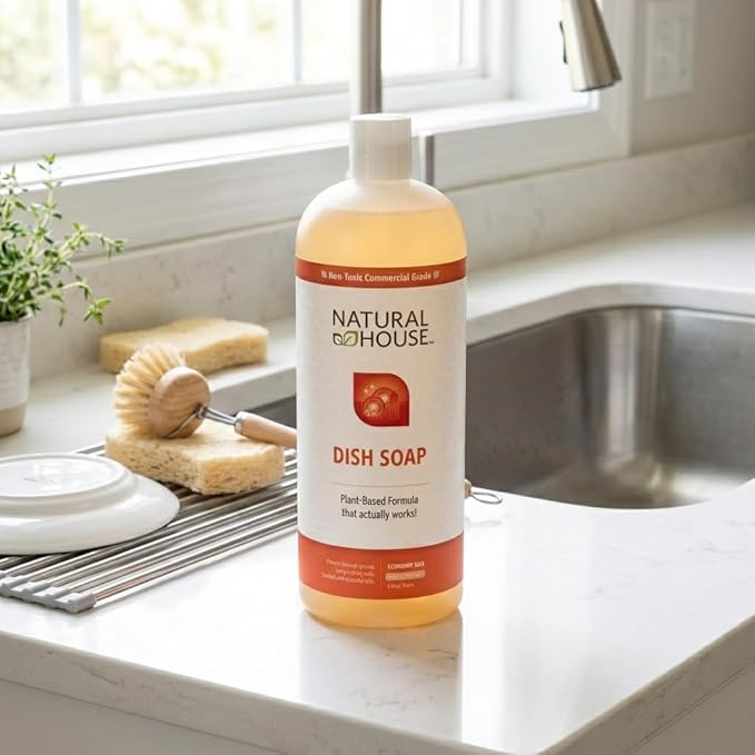 Enzyme Hand Dish Soap - Natural House Scrubby - Probiotic Formula Cuts Grease, Gentle on Hands - Plant-Based, Septic Safe - Sensitive Skin Friendly - Citrus Scent - 32 oz