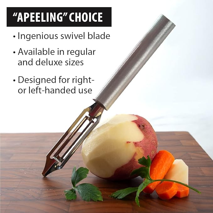 Rada Cutlery Deluxe Vegetable Peeler (R141), 2" Stainless Steel Swiveling Blade, Silver Handle, Pack of 2