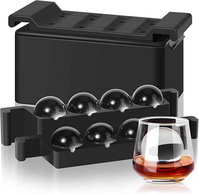 Mooues Clear Ice Cube Maker, 8 Large Whiskey Ice Cubes Mold, 2 Inch Silicone Ice Cube Tray, Easy-Release Sphere Ice Maker,Bourbon Gifts for Boss Dad Boyfriend Men Who Have Everything