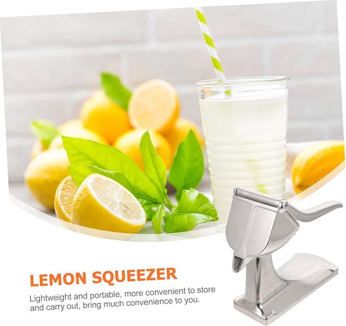 Manual Aluminum Alloy Citrus Juicer Handheld Lemon Squeezer with Stable Base and Outlet Portable Fruit Press for Home and Professional