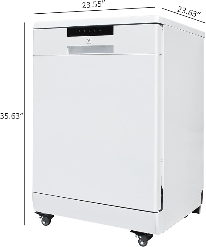 SPT SD-6513WA 24″ Wide Portable Dishwasher with ENERGY STAR, 6 Wash Programs, 10 Place Settings and Stainless Steel Tub – White