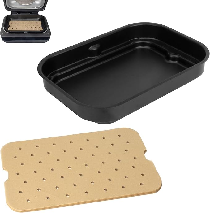 Foodi Smart Grill Pans & Air Fryer Liners for Ninja FG551 Foodi XL 6-in-1 Indoor Grill, Non-Stick Air Frying Griddle Plate with Disposable Perforated Paper for Ninja Air Fryer Accessories