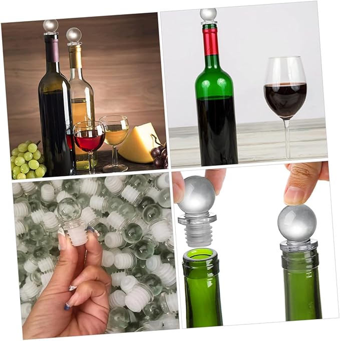 Mobestech 24pcs Glass Ball Wine Stopper Decorative Ball Stoppers for Bottle Sturdy Silicone Glass Multi-purpose for Wine Perfume Oil