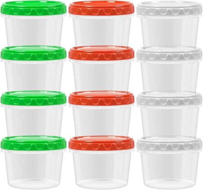 EONJOE 16 oz Plastic Freezer Containers with Lids 2 Cup Food Storage Container BPA Free Stackable Airtight Dishwasher Safe,12 Pack