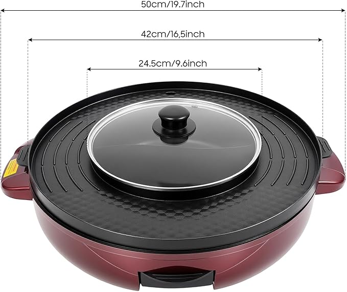 2 in 1 Hot Pot with Grill,Electric Smokeless Grill and Hot Pot BBQ Grill Soup Shabu Pot Household Electric Barbecue Plate Frying Cook Grill,2200W