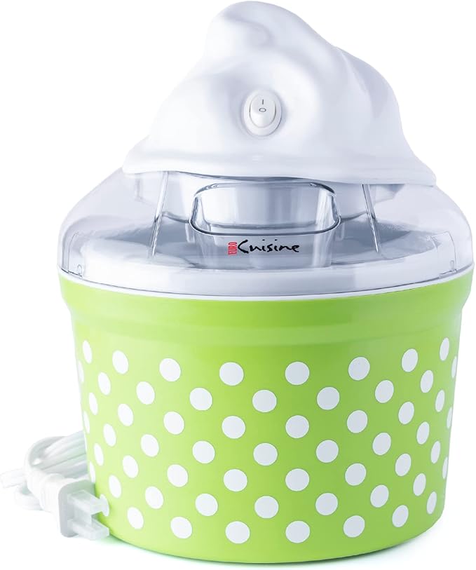 Euro Cuisine Ice Cream, Sorbet & Frozen Yogurt Maker, Homemade Gelato & Soft Serve Kids Ice Cream Maker Machine with 4 Glass Cups - Double-Insulated Freezer Bowl, Mixing Paddle, Lid - 1.5 Quart
