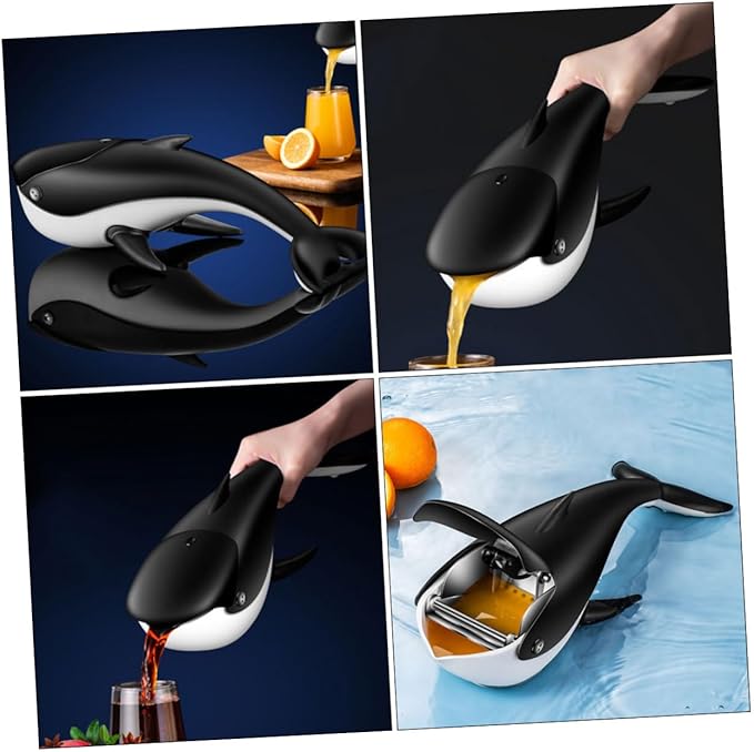 Whale Shaped Manual Citrus Juicer Hand Press Juice Squeezer for Oranges Lemons Grapefruits Portable Kitchen Fruit Juicer Cup Easy to Clean and Store