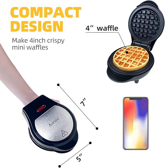Mini Waffle Maker Electric waffle iron Nonstick Chaffle Maker for Kids 600W