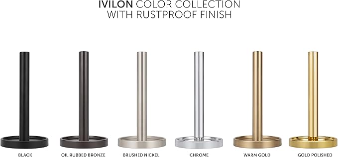 Ivilon Paper Towel Holder Stand - Steady and Easy Tear - Fits All Paper Towel Rolls - Gold Polished