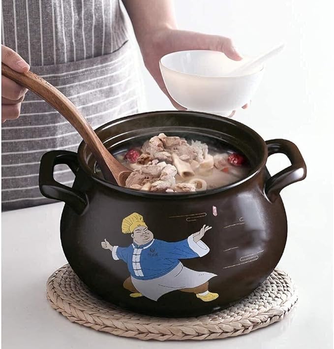 Ceramic Casserole Stockpot, Clay Pot for Cooking, Casserole Dishes Pot Casserole with Lid for Ceramic Pot Stew Pot Home Soup Pot Chicken Steamer Pot Healthy Stew Pot Dinner, Kitchen (Size : 6L) ()