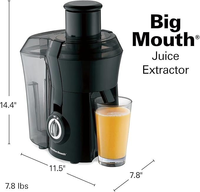 Hamilton Beach 67601 Big Mouth Juice Extractor, Black (Discontinued)