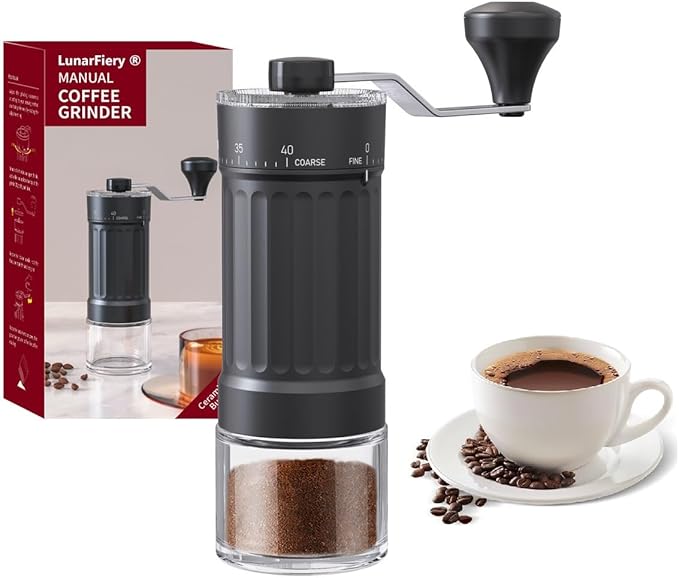 Manual Coffee Grinder, 40 Levels External Adjustment, Portable Hand Coffee Bean Mill, Ceramic Burr Coffee Grinder