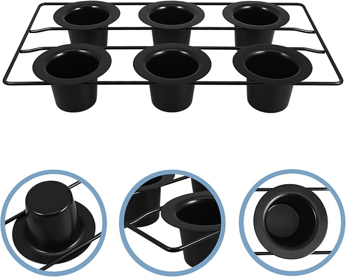 Nonstick Carbon Steel Muffin Baking Set 6-cup Thickened Black Coating Popover and Cupcake Pan Oven Bakeware for Home Baking