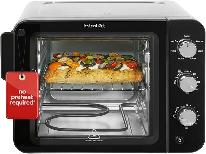 Instant Pot No Preheat Required* 4-Slice Air Fryer Toaster Oven with InstantHeat Technology, 7-in-1, Air Fry, Bake, Toast, Roast, Broil, Warm, and Make Pizza