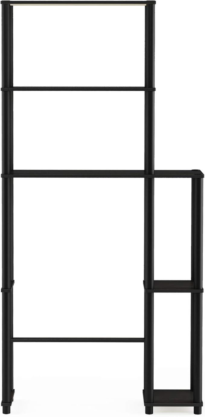 Furinno Turn-N-Tube Over The Toilet Storage, 5 Shelves Bathroom Organizer Space Saver Rack, Espresso/Black