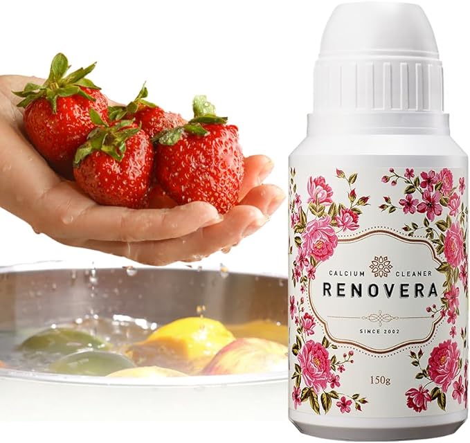 Renovera Fruit & Vegetable Wash | 1 Bottle Lasts 1 Year, Gentle Enough for Baby Food, Single Ingredient, Removes Residues, Calcium Helps Keep Produce Fresh 20x Longer