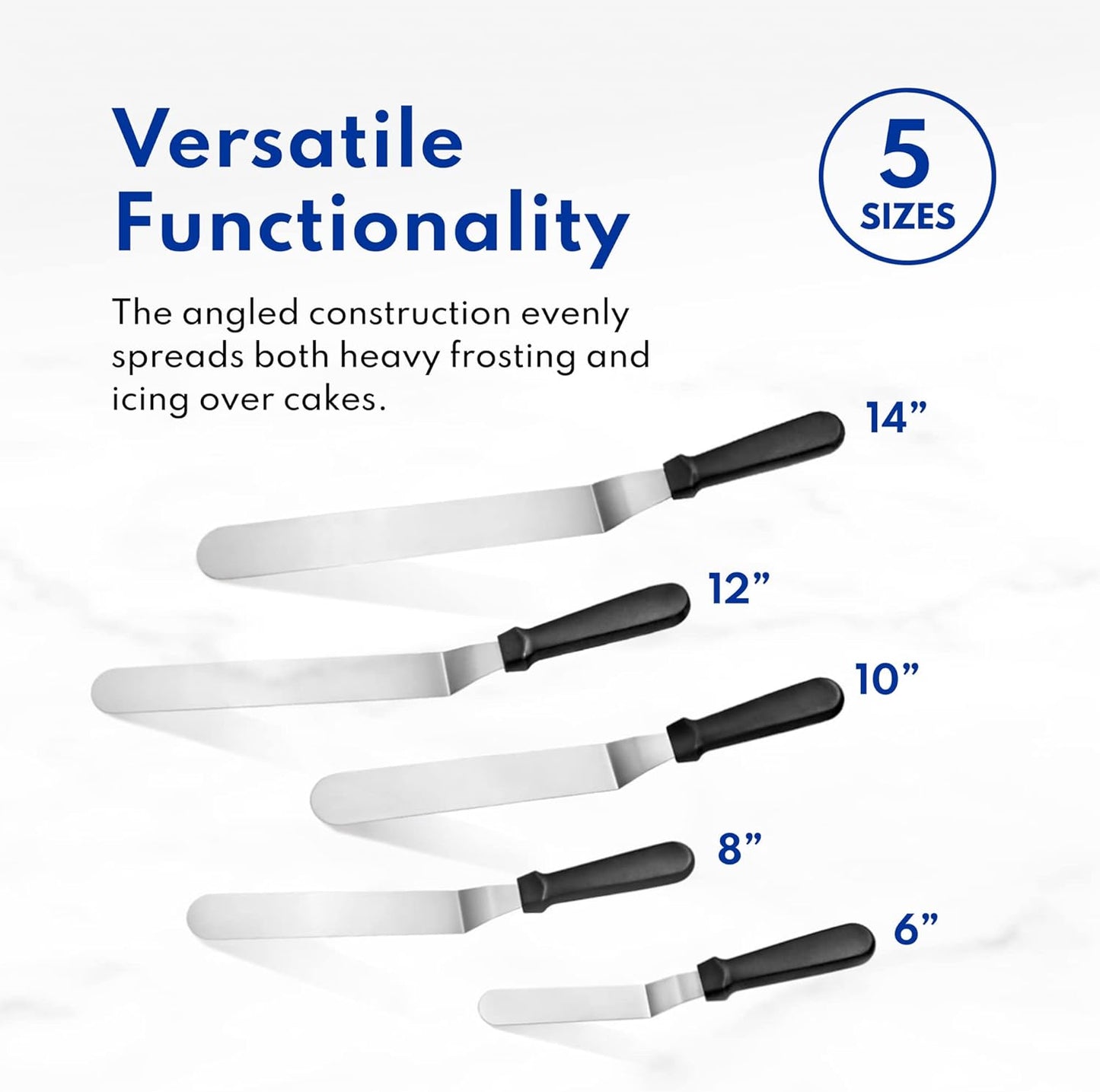 New Star Foodservice 38118 Angled Icing Spatula, 12-Inch Blade, 17-Inch Overall, Silver
