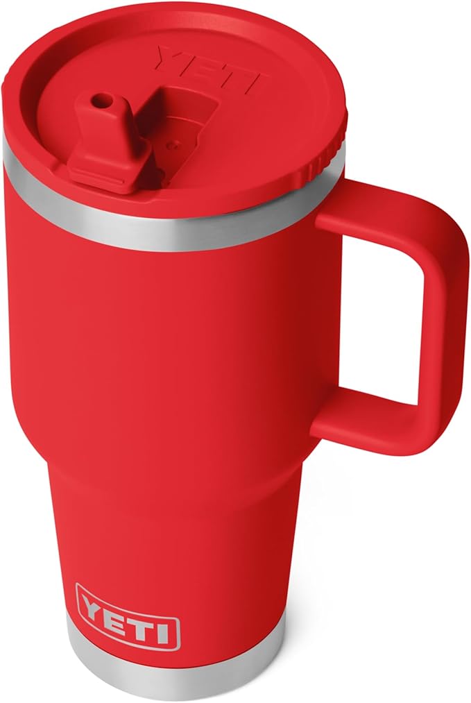 YETI Rambler 30 oz Travel Mug with Flip Straw Lid – Stainless Steel, Vacuum Insulated, Leakproof, Cup Holder Friendly