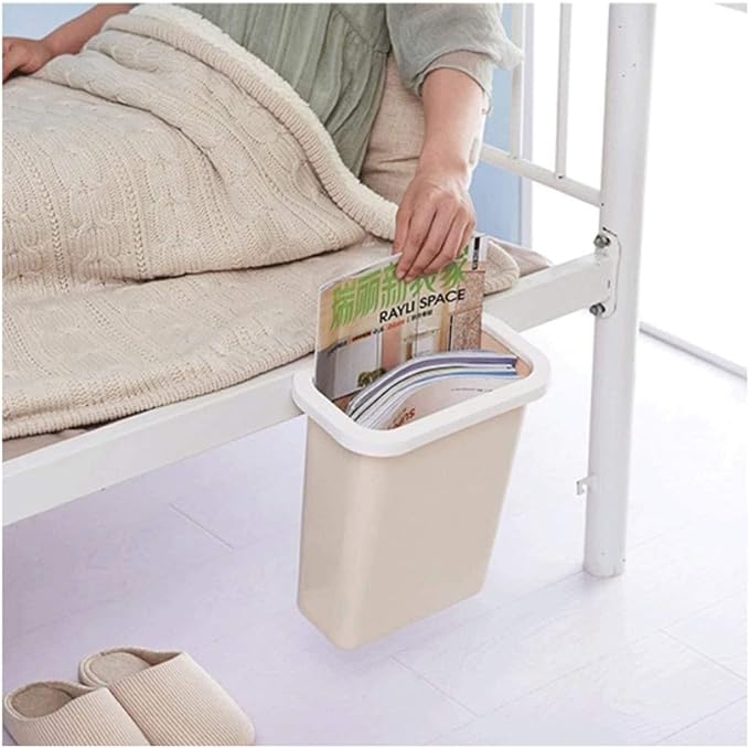 Trash Cans Hanging Waste Bin Under Kitchen Sink,Plastic Dustbins Over Cabinet Door with Top Ring to Fix Garbage Bag Outdoors and Home (Color : Beige)