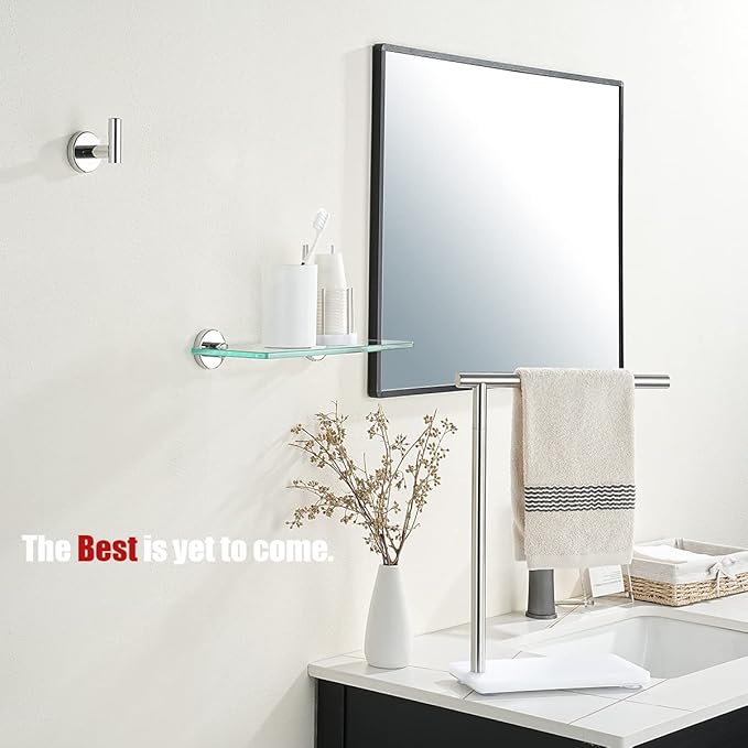 JQK Bathroom Glass Shelf Chrome, Tempered Glass Shower Storage 12 by 5 inches, 304 Stainless Steel Polished Chrome Wall Mount 2 Pack, TGS101L12-CH-P2