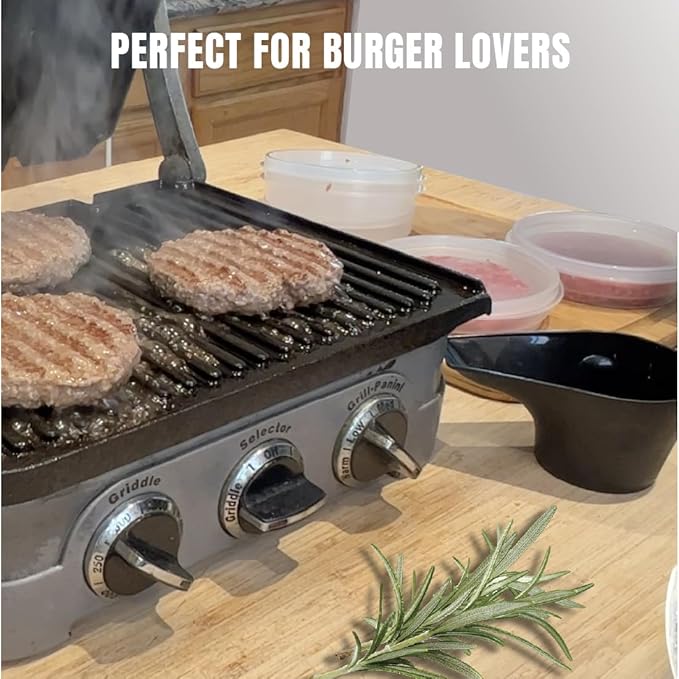 Trenton Gifts 3-in-1 Hamburger Press Patty Maker - Includes Burger Mold, Patty Press, and 4 Storage Containers - The Essential BBQ Tool for Meat and Veggie Patties
