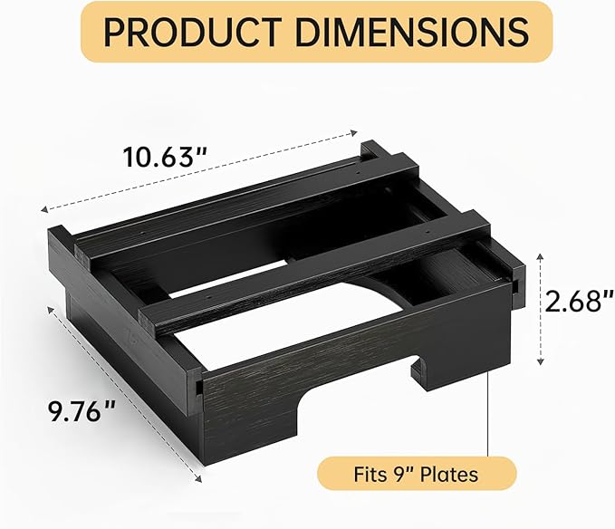 Paper Plate Dispenser, 9-inch Bamboo Paper Plate Dispenser Under Cabinet, Kitchen Counter Vertical Holder Organizer Countertop Caddy Black