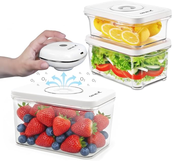Food Storage Containers Set with Vacuum Sealer| Perfect food storage for all fruits, salads and snacks.