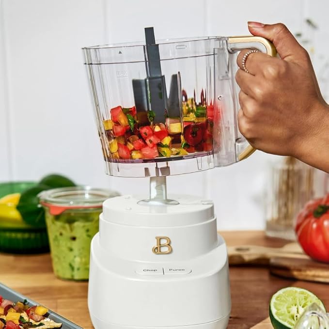 3-Cup Mini Food Chopper 250W with, Electric Food Processor, Chop & Puree Function, Dishwasher Safe Parts, Safety Lid, Compact Kitchen Appliance (White Icing)