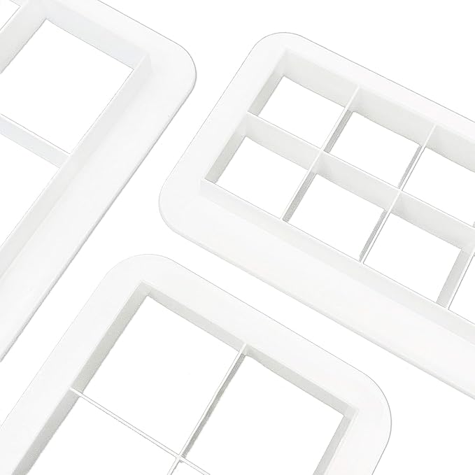 3Pcs White Square Cookie Cutter Set, Geometric Multicutter Cake Fondant Cutter, Square Biscuit Cutters, Easy to Store, Cookie Cutter Baking Tools Baking Tools and Accessories(3 Size)