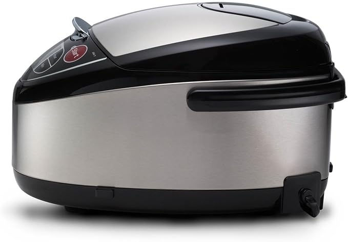 TIGER JAX-T10U-K 5.5-Cup (Uncooked) Micom Rice Cooker and Warmer with Tacook Food Steamer Cooking Tray Technology and 10 Auto-Cook Settings, Stainless Steel Black