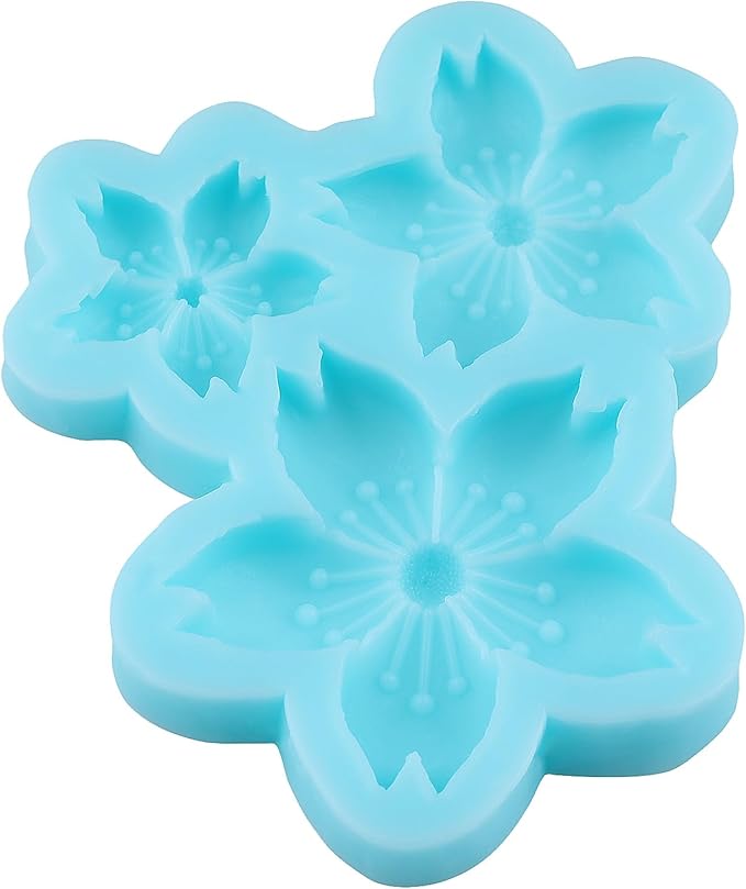 Flower Fondant Molds Cherry Blossom Silicone Mold for Cake Decorating Cupcake Topper Chocolate Candy Gum Paste Polymer Clay
