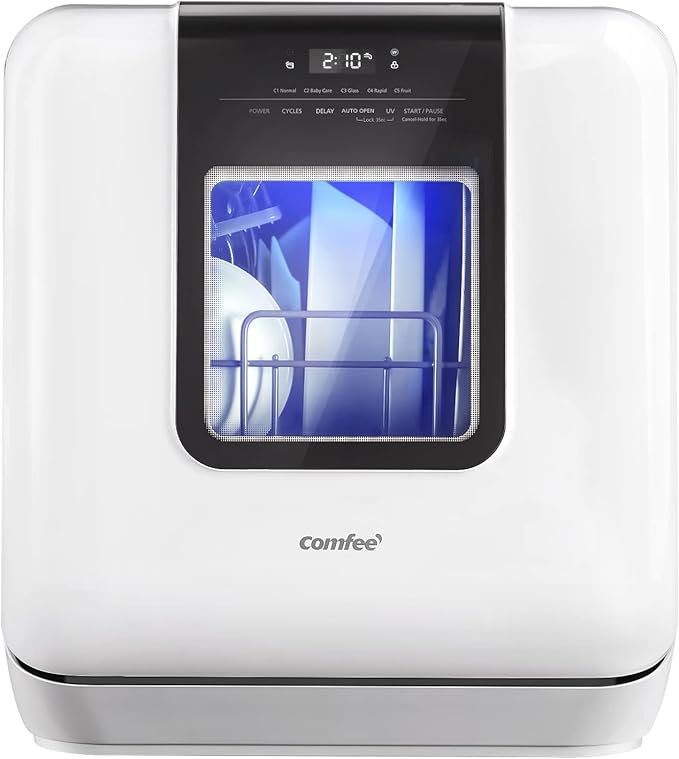 COMFEE' Countertop Dishwasher Bundle with Zojirushi 5-1/2-Cup Neuro Fuzzy Rice Cooker, White