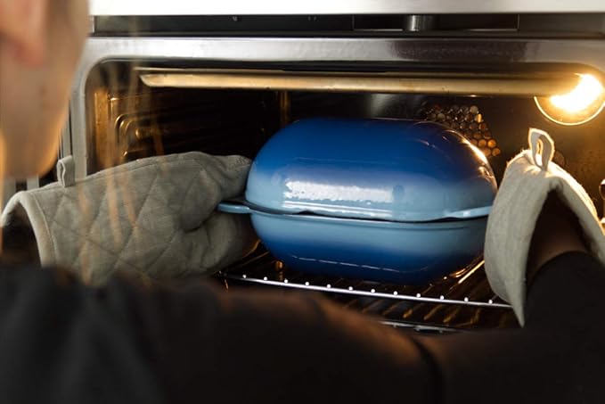 LoafNest: No-Knead Artisan Bread Kit. Incredibly easy! Cast Iron Dutch Oven [2 qt] and Perforated Non-Stick Silicone Liner.