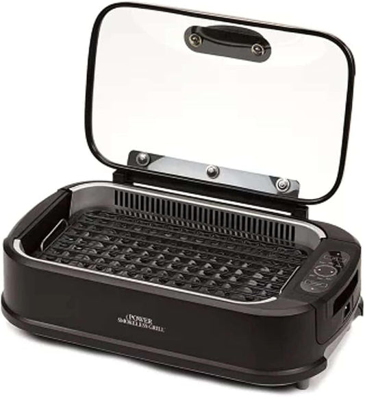 Smokeless Indoor Electric Grill With Tempered Lid Interchangeable Griddle Plate OPEN BOX