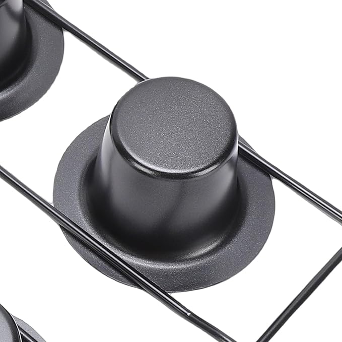 6 Cup Popover Pan, Non Stick Carbon Steel Bakeware with Wire Rack, Deep Tapered Cups Kitchen Supplies for Popovers Muffins