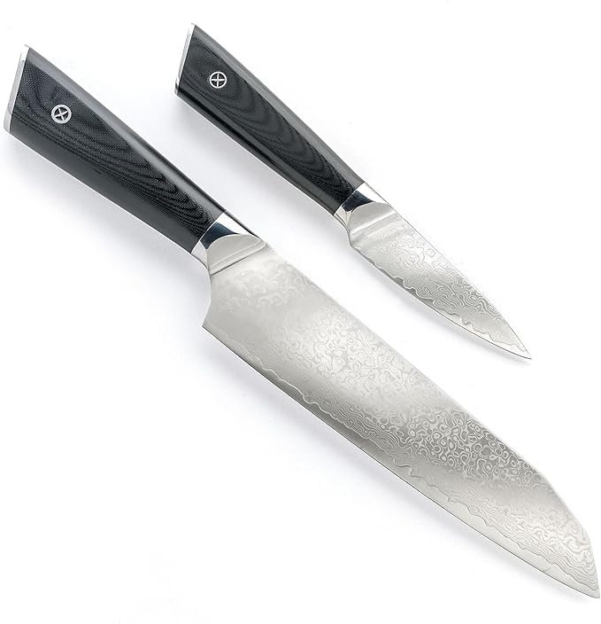 Mercer Culinary Premium Grade Super Steel 7-Inch Santoku and 3.5-Inch Paring Knife Set, G10 Handles