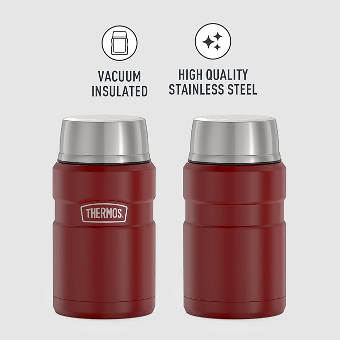 THERMOS Stainless King Vacuum-Insulated Food Jar, 24 Ounce, Rustic Red (Pack of 4)