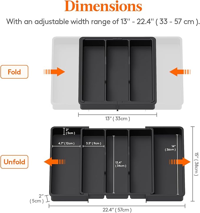 Lifewit Utensil Organizer for Kitchen Drawers, Expandable Utensil Organizer for Kitchen Drawers, Plastic Kitchen Spatula Tools and Gadgets Storage Divider