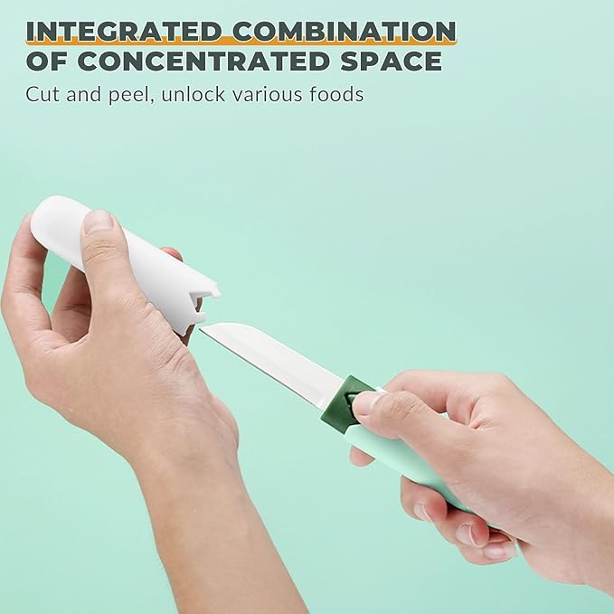 2 in 1 stainless steel Paring knife Peeler; fruit peeler; apple peeler; pear peeler, vegetable peeler, Kitchen Peeler (2, Green White)