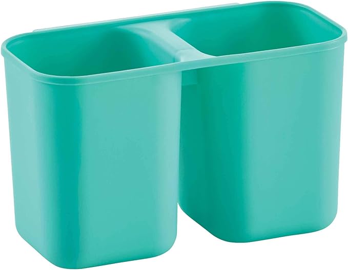Farberware Compact Dish Drying Rack with Frost Sink Brush, Removable Drainboard and Flatware Caddy, Holds 9 Plates - Teal, Rust-Resistant for Small Kitchens