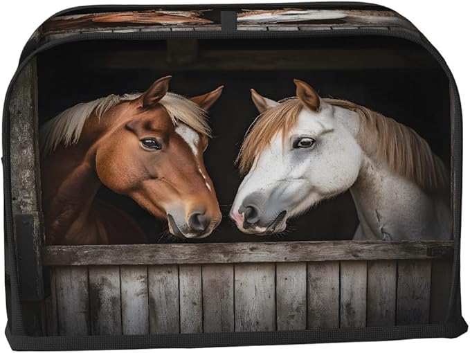 Brown White Horse Toaster Cover 4 Slice Dust and Fingerprint Protection Toaster Bread Maker Covers Washable Kitchen Small Appliance Covers for Kitchen Accessories Decor Bakeware Women Gift