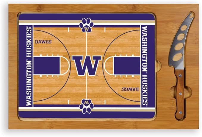 PICNIC TIME NCAA Icon Glass Top Cutting Board & Knife Set, Cheese Boards Charcuterie Boards, Serving Platter, (Parawood & Bamboo)