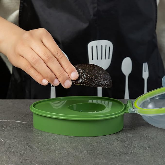 Modern/Minimalist Avocado Keeper, Green Plastic, 15.3x11x8cm/6.02x4.33x3.15, Take-Out