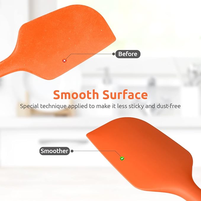 U-Taste 11.38" Silicone Baking Spatula: 480ºF Heat Resistant Food Grade Flexible Rubber Kitchen Bowl Scraper, Seamless Pastry Spreader for Mixing Stirring Scraping in Nonstick Cookware (Orange)