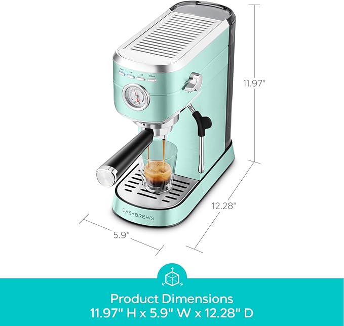 CASABREWS CM5418 Espresso Machine 20 Bar, Compact Espresso Maker with Steam Milk Frother, Stainless Steel Coffee Machine with 34oz Removable Water Tank for Cappuccino Latte, Pastel Green