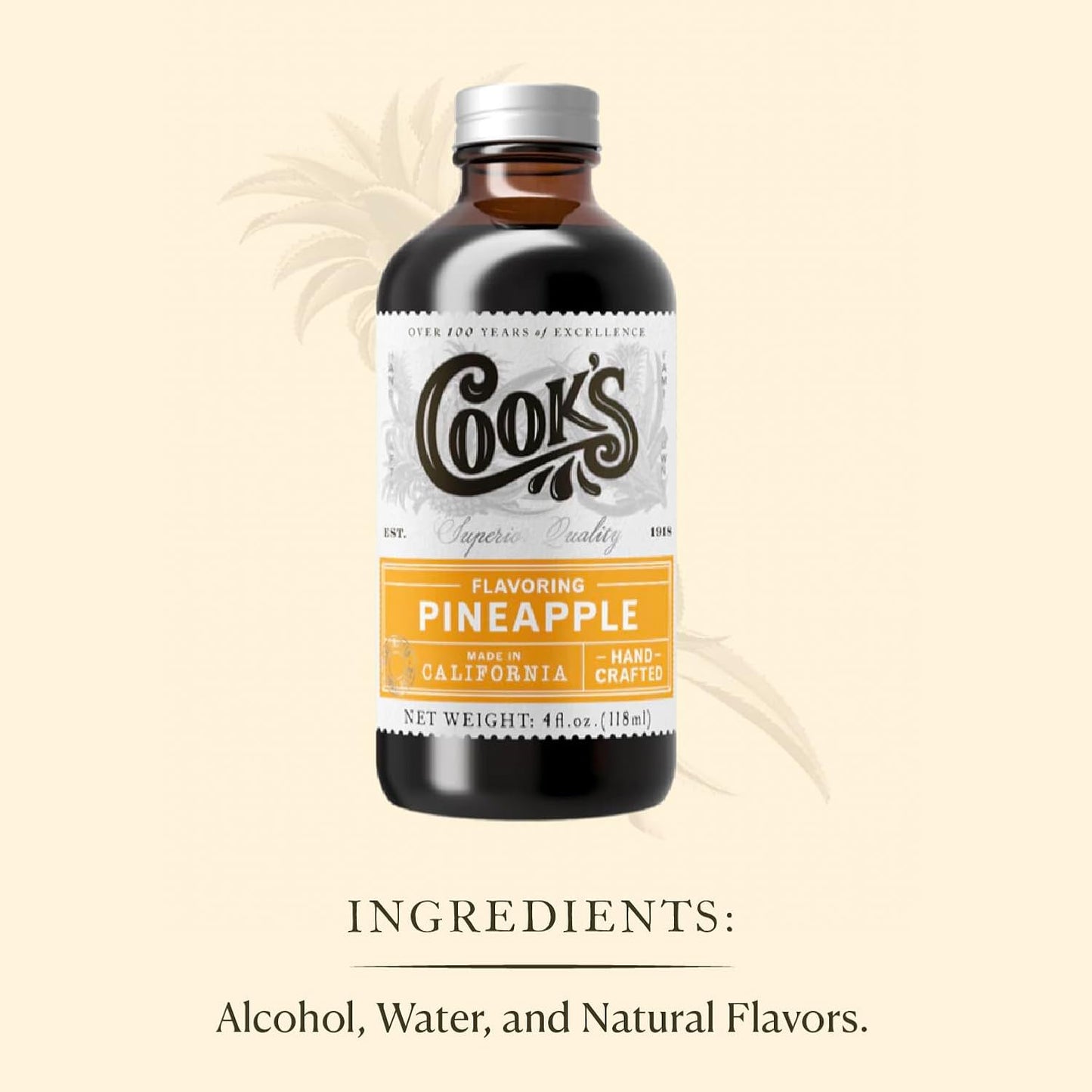 Cook's, Pineapple Flavoring for Baking, Candies, Cakes, Smoothies, Beverages, 8 oz