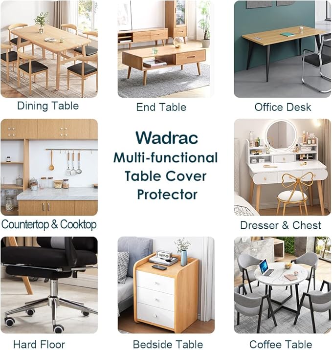 Multi-Size Table Protector Large Clear Plastic Tablecloth Vinyl Tablecloth PVC for Dining Painting Table Mat Pad Furniture Protector 42x60 inch