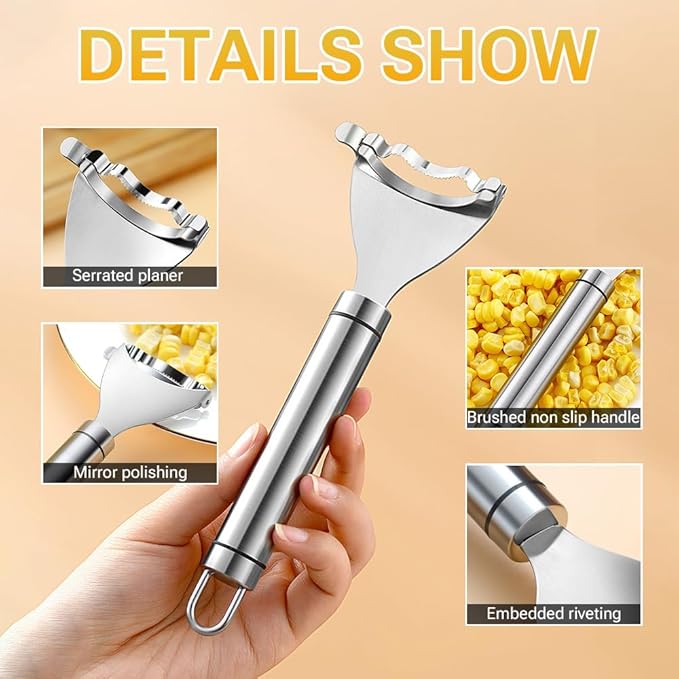 Corn Peeler Cob Stripper, Stainless Steel Cob Remover, Corn Planer Cutter Thresher Scraper, Stripping Tool for Home Kitchen, Corn Scraper 1 PCS
